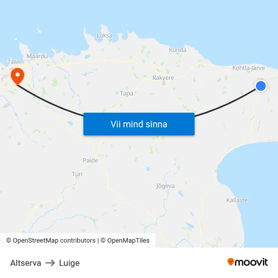 Altserva to Luige map