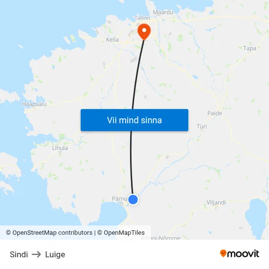 Sindi to Luige map