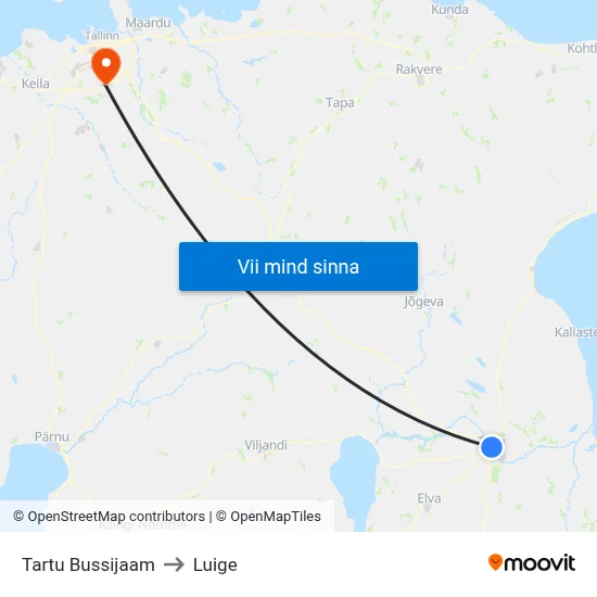 Tartu Bussijaam to Luige map