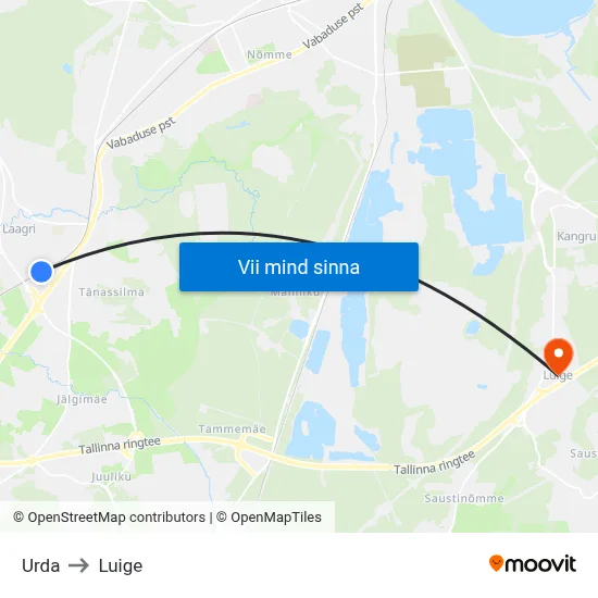 Urda to Luige map