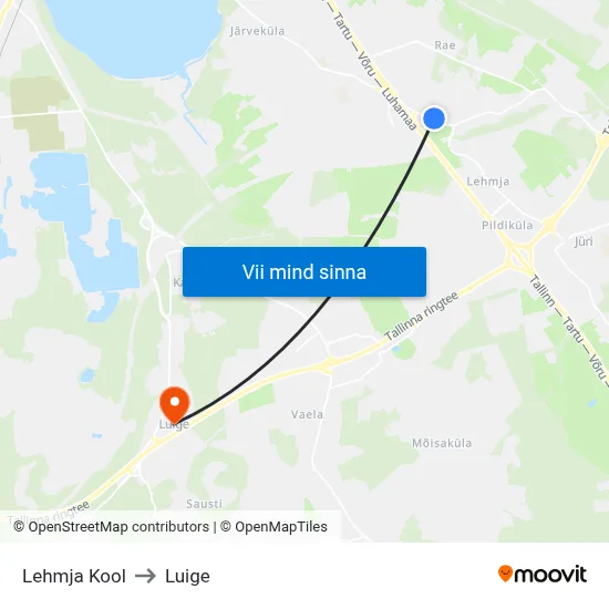 Lehmja Kool to Luige map
