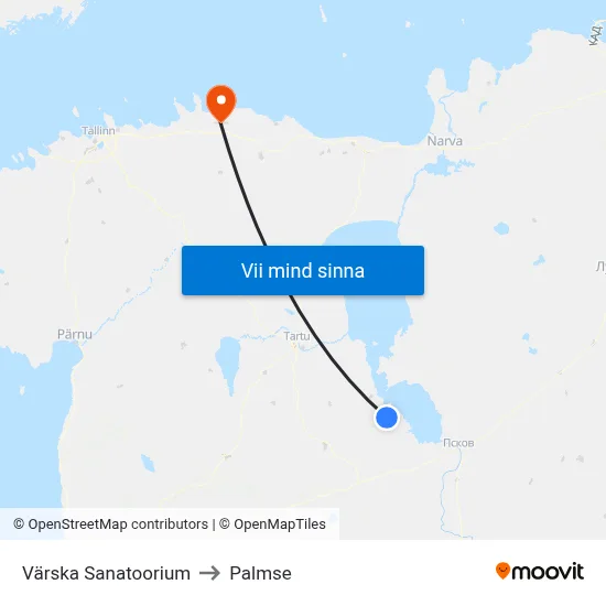 Värska Sanatoorium to Palmse map