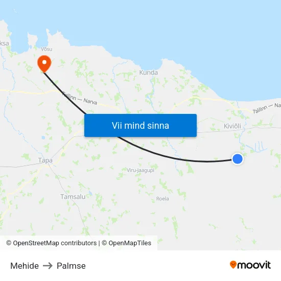 Mehide to Palmse map