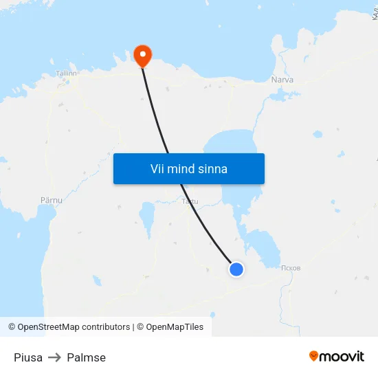 Piusa to Palmse map