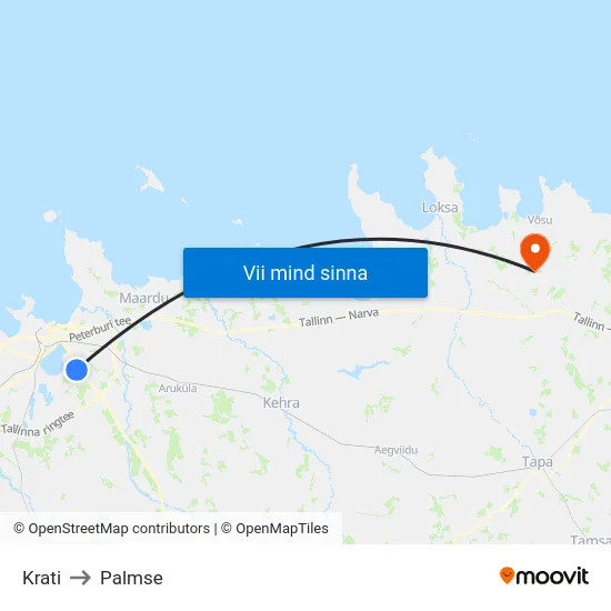 Krati to Palmse map