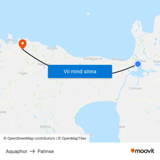 Aquaphor to Palmse map