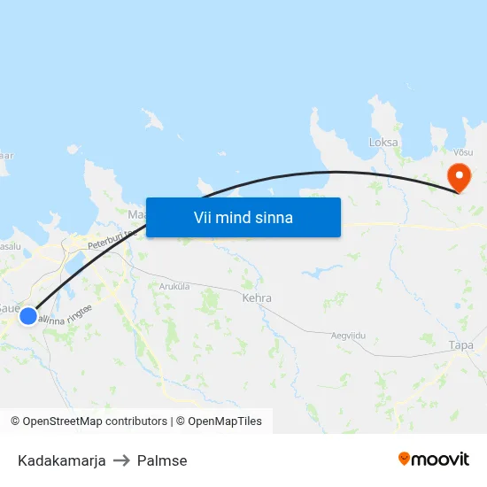 Kadakamarja to Palmse map