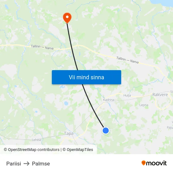 Pariisi to Palmse map