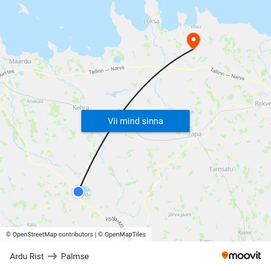 Ardu Rist to Palmse map