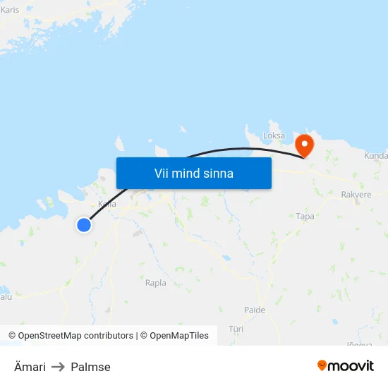 Ämari to Palmse map