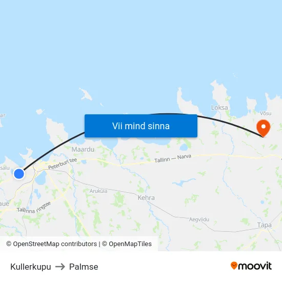 Kullerkupu to Palmse map