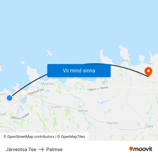 Järveotsa Tee to Palmse map