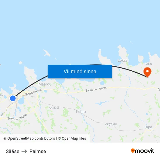 Sääse to Palmse map