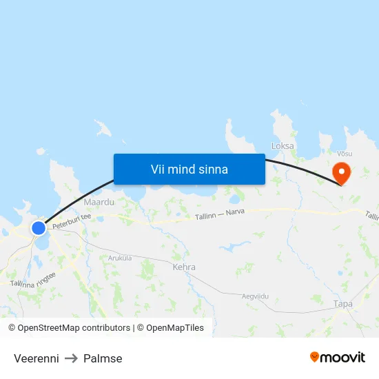 Veerenni to Palmse map