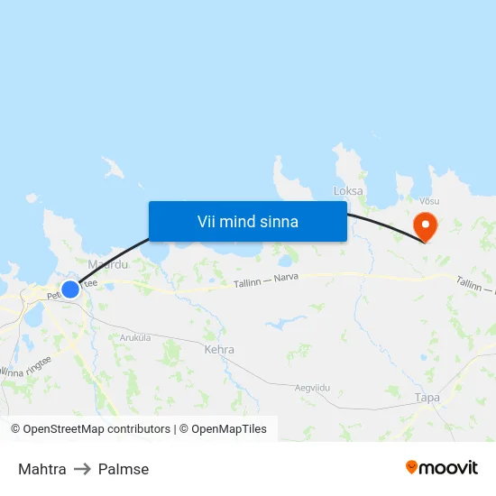 Mahtra to Palmse map