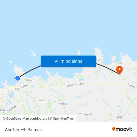 Aia Tee to Palmse map
