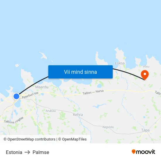 Estonia to Palmse map