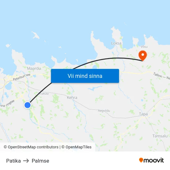 Patika to Palmse map