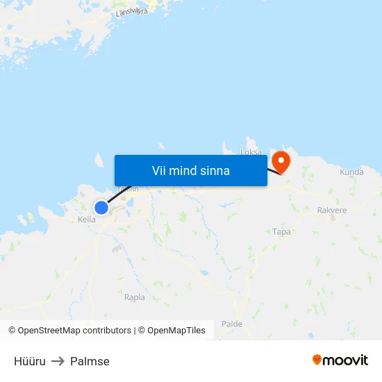 Hüüru to Palmse map