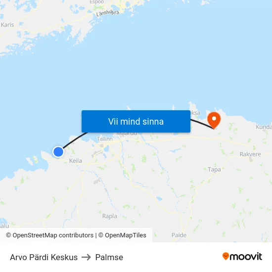 Arvo Pärdi Keskus to Palmse map