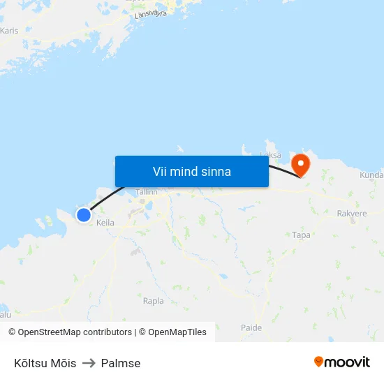 Kõltsu Mõis to Palmse map