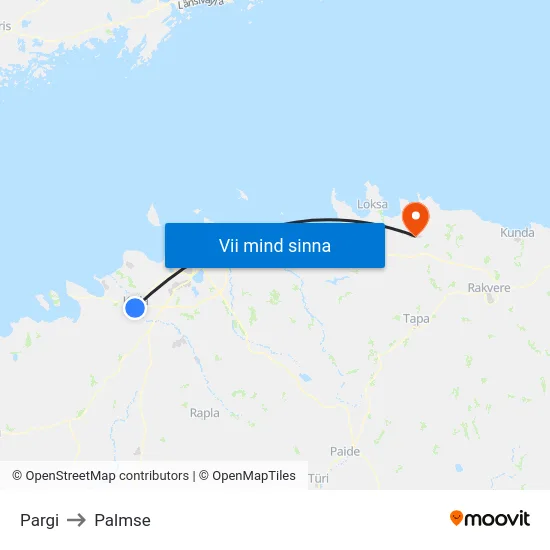 Pargi to Palmse map