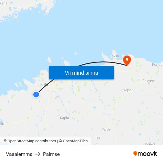 Vasalemma to Palmse map