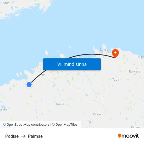 Padise to Palmse map