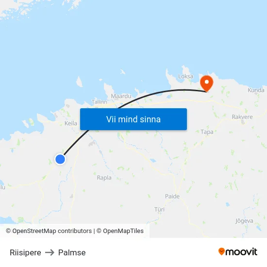 Riisipere to Palmse map