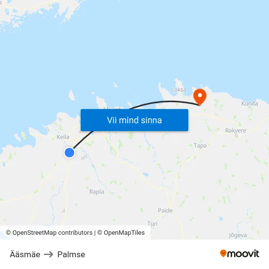Ääsmäe to Palmse map