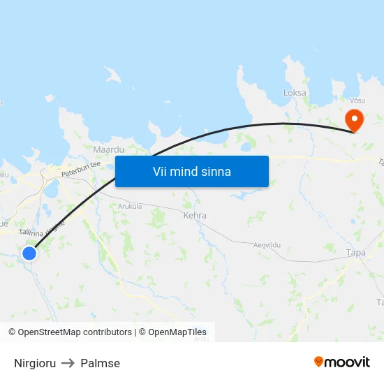 Nirgioru to Palmse map