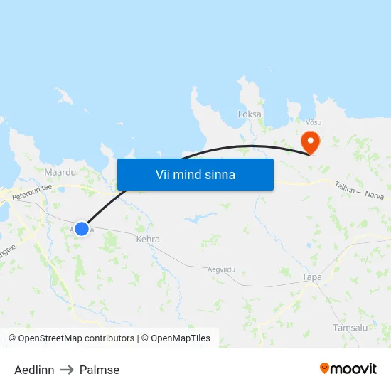 Aedlinn to Palmse map