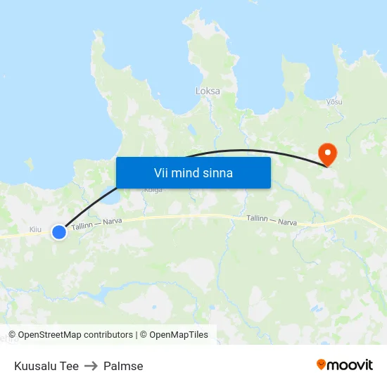 Kuusalu Tee to Palmse map