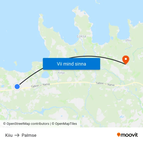 Kiiu to Palmse map