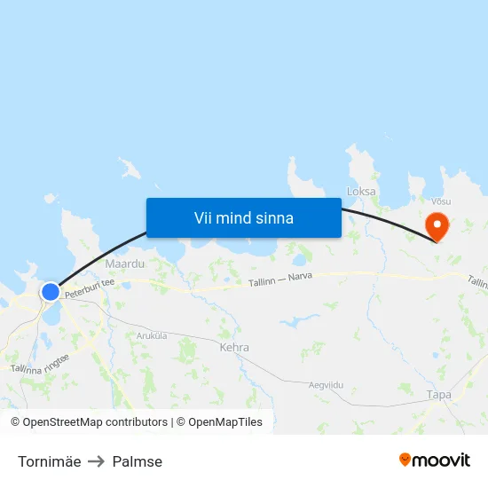 Tornimäe to Palmse map