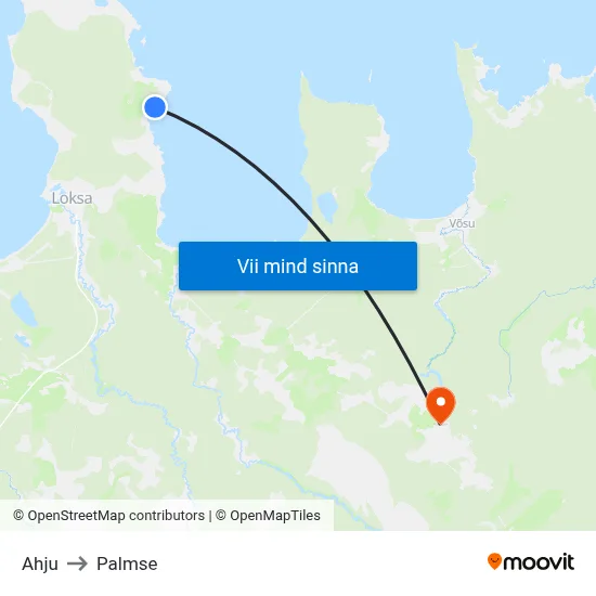 Ahju to Palmse map