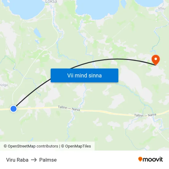 Viru Raba to Palmse map