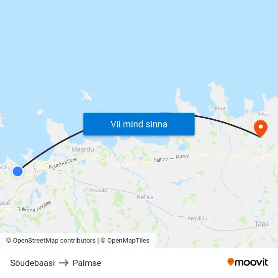 Sõudebaasi to Palmse map