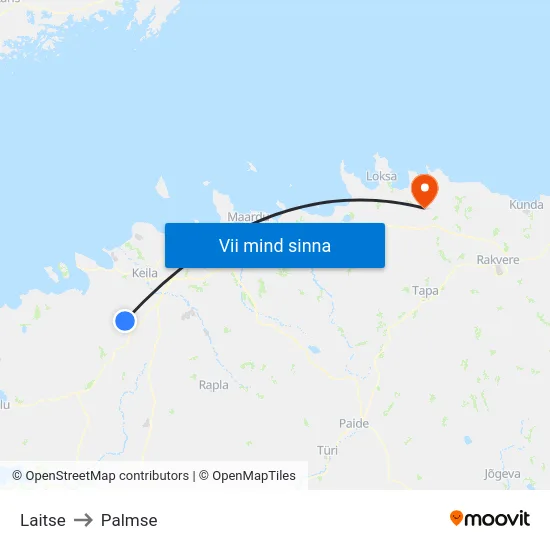 Laitse to Palmse map