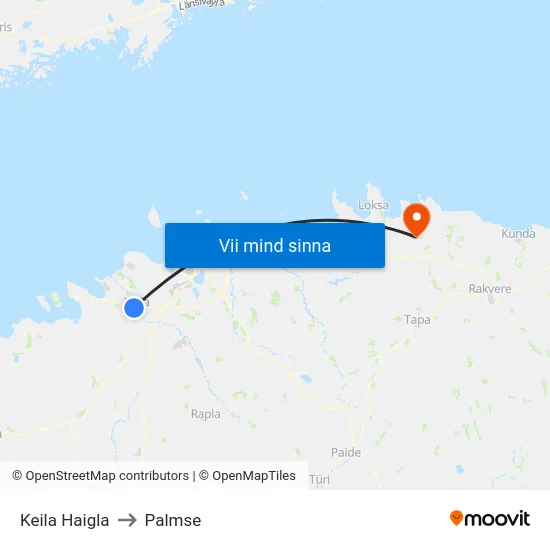 Keila Haigla to Palmse map