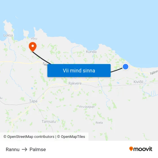 Rannu to Palmse map