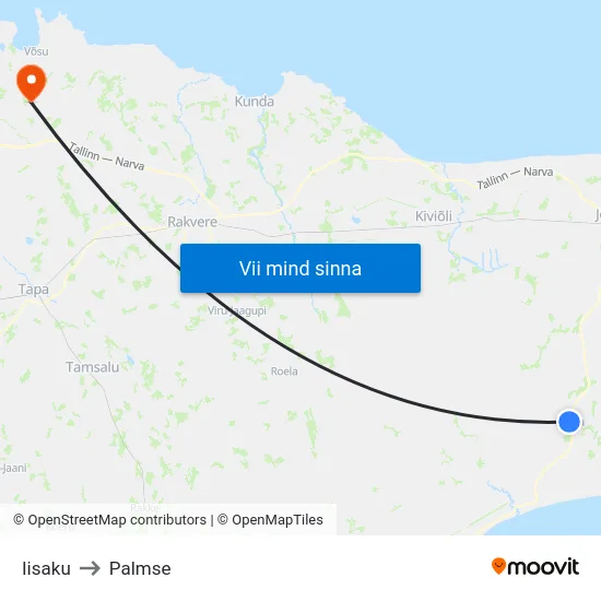 Iisaku to Palmse map