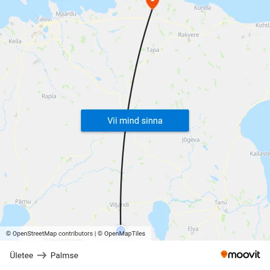 Ületee to Palmse map