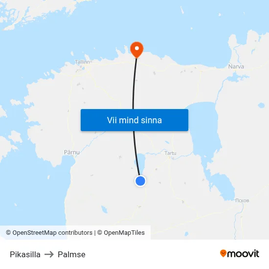 Pikasilla to Palmse map