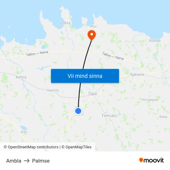 Ambla to Palmse map
