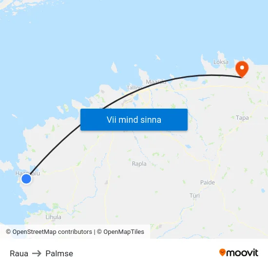 Raua to Palmse map