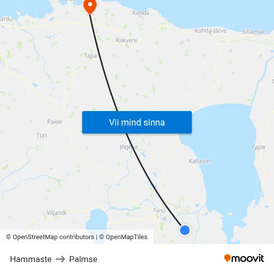 Hammaste to Palmse map