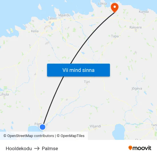 Hooldekodu to Palmse map