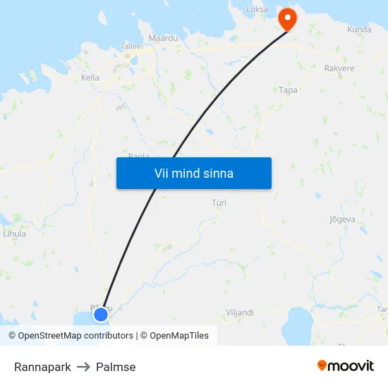 Rannapark to Palmse map
