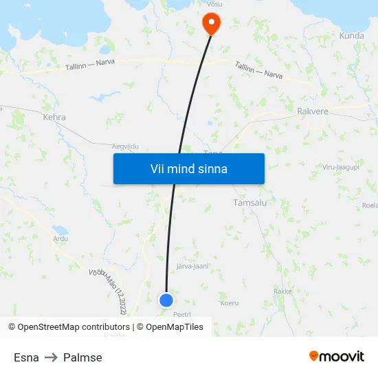 Esna to Palmse map